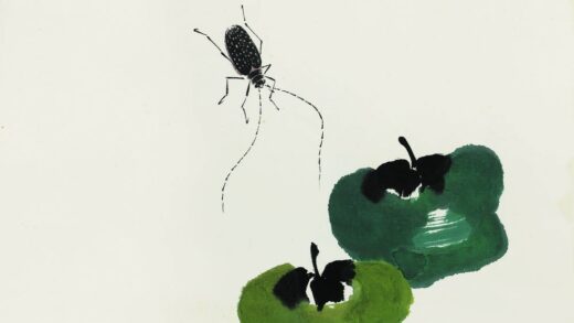 齐白石 叶隐闻声 蔬果工笔草虫册 青椒天牛.jpg