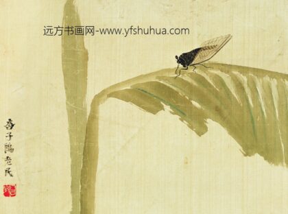 齐白石 工笔草虫图册 芭蕉鸣蝉图.jpg