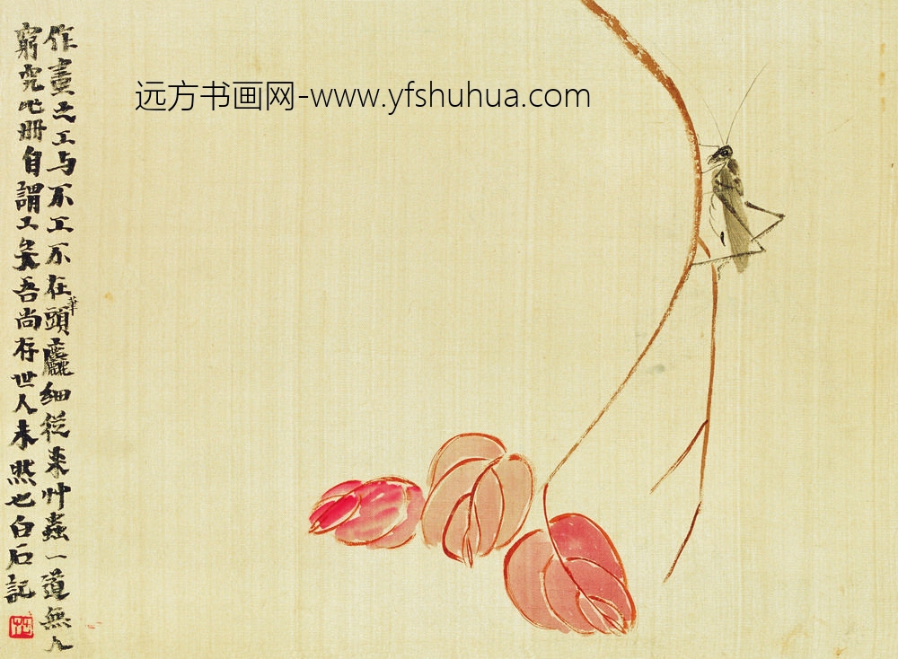 齐白石_工笔草虫图册-蚱蜢