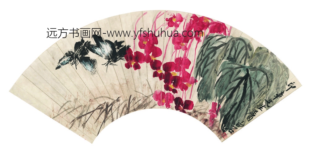 齐白石_恋花双蝶扇