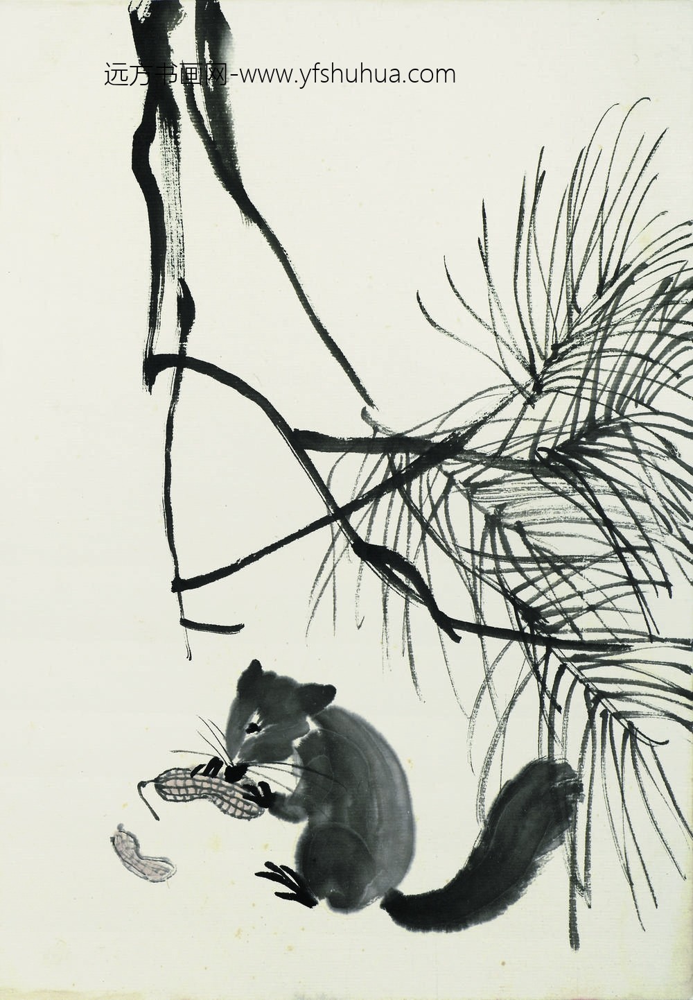 齐白石_松枝松鼠花生