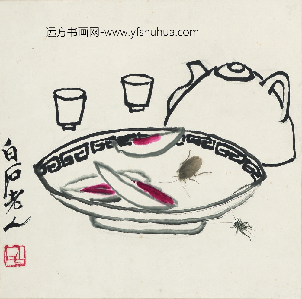 齐白石_残席诱虫图