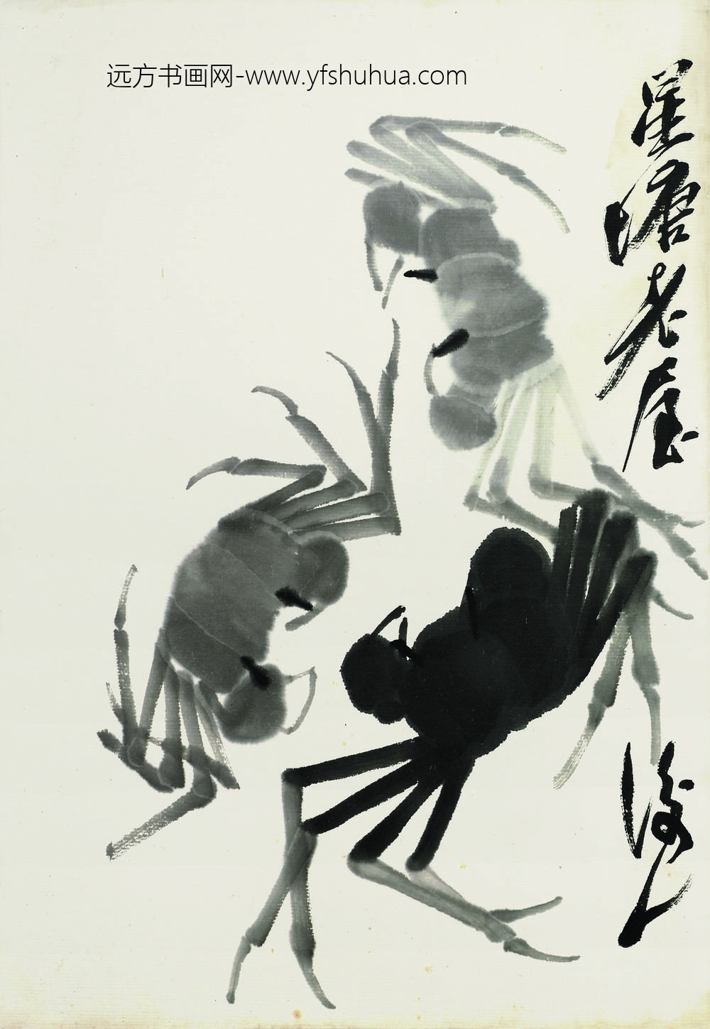 齐白石_水墨三蟹-