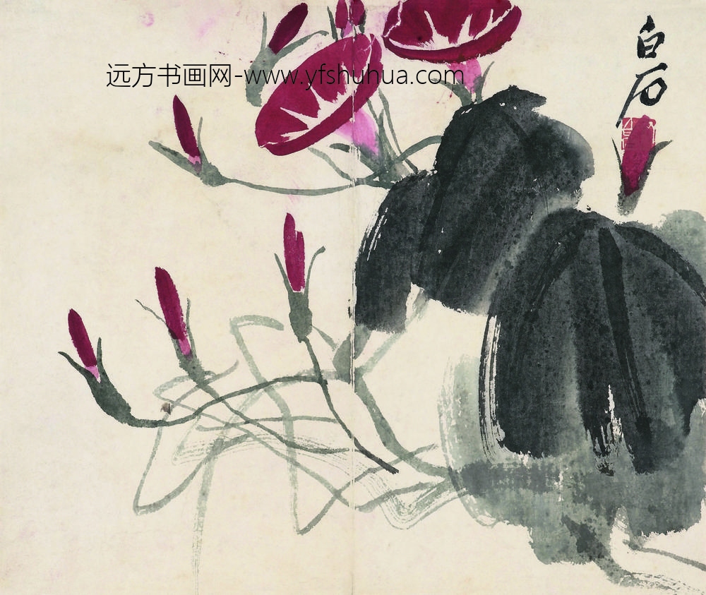 齐白石_牵牛花-