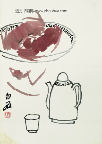 齐白石 盘中红蟹茶具清供.jpg