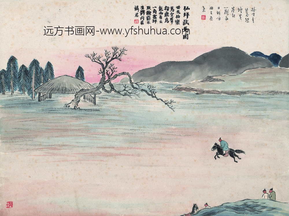 齐白石_石门二十四景图-仙坪试马图