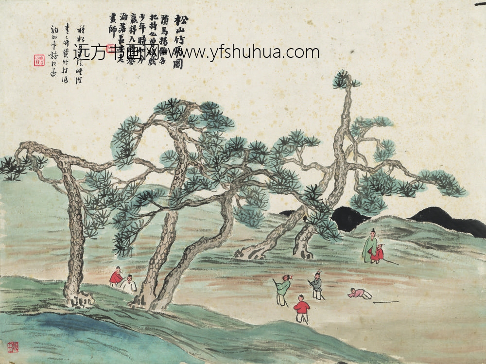 齐白石_石门二十四景图-松山竹马图