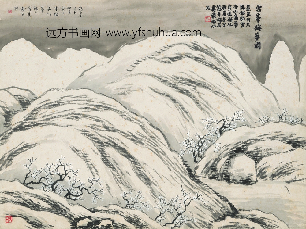 齐白石_石门二十四景图-雪峰梅梦图