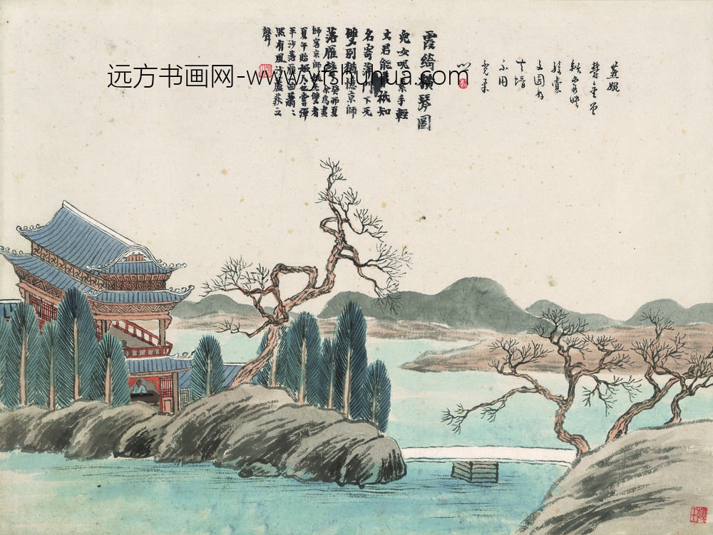 齐白石_石门二十四景图-霞绮横琴图