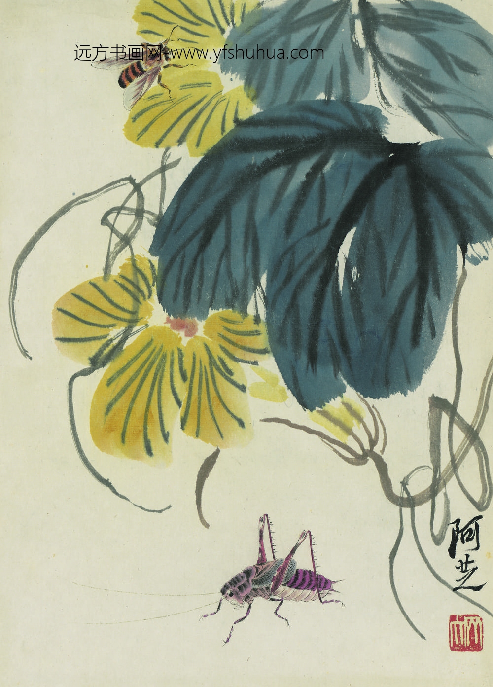 齐白石_花卉虫草图册二十开 ()