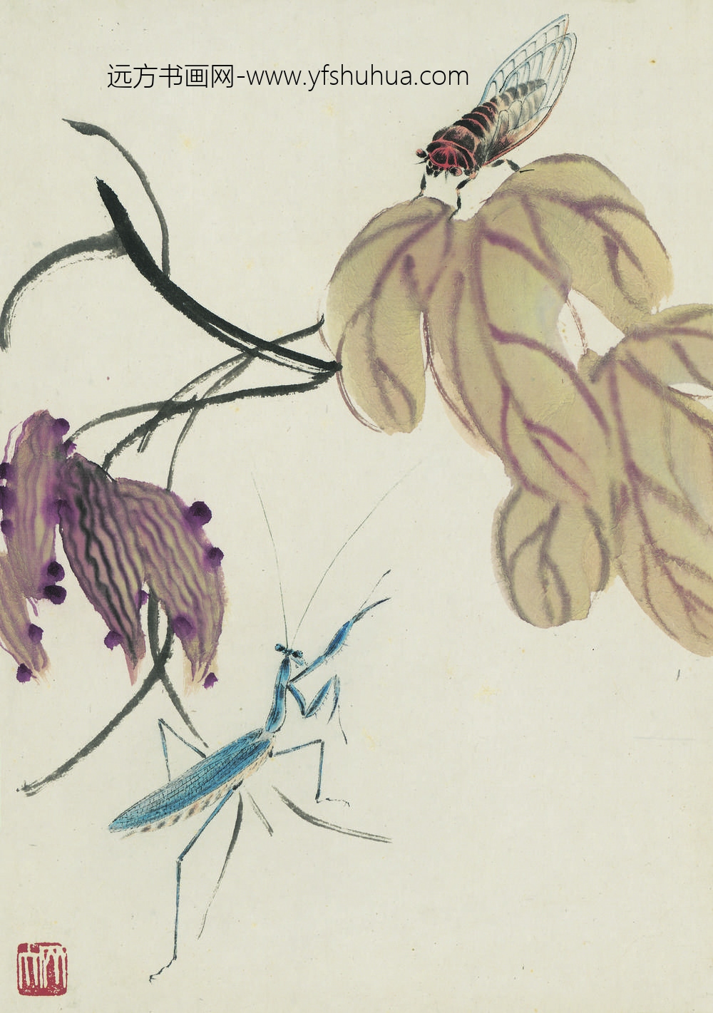 齐白石_花卉虫草图册二十开 ()
