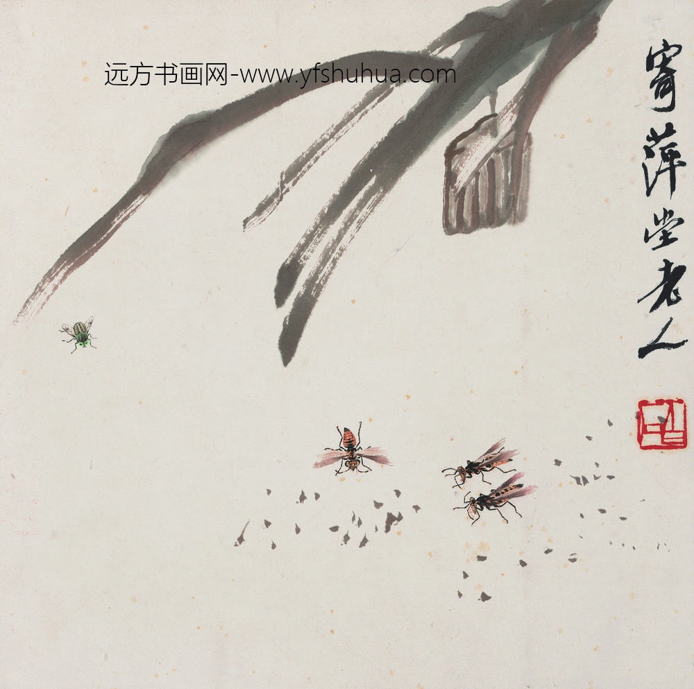 齐白石_花果草虫册-多蜂图