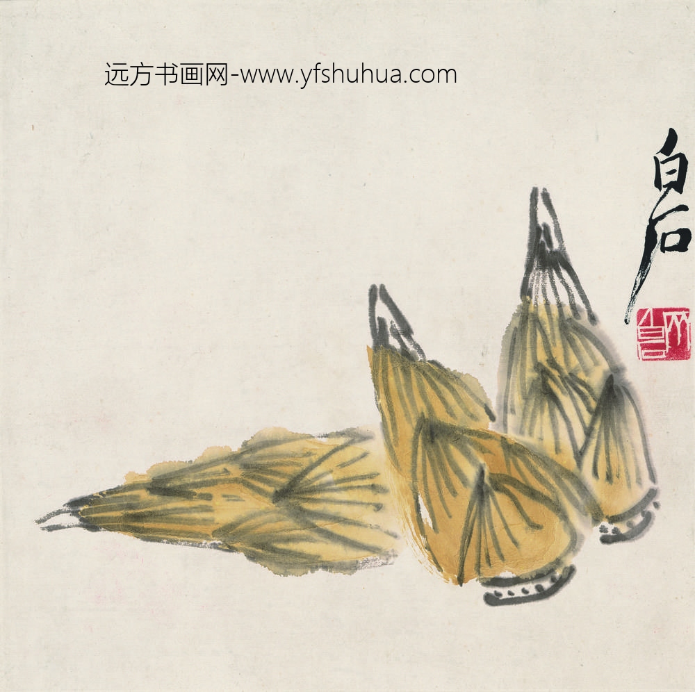 齐白石_花果草虫册-竹笋图