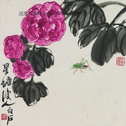 齐白石 花果草虫册 花卉蝈蝈图.jpg