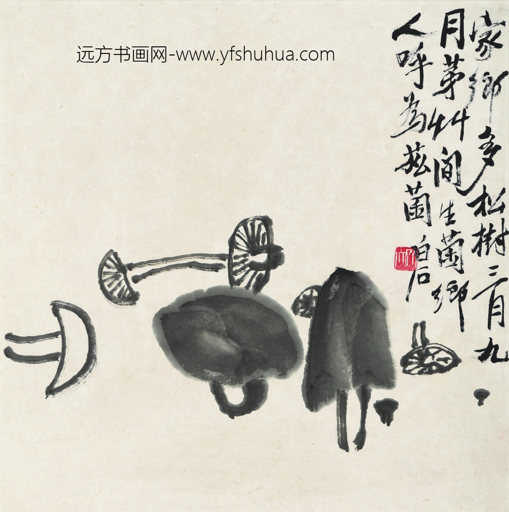 齐白石_花果草虫册-蘑菇图