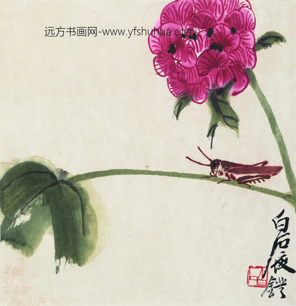 齐白石_花果草虫册-蚱蜢图