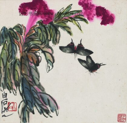 齐白石 花果草虫册 蝶舞花间图.jpg