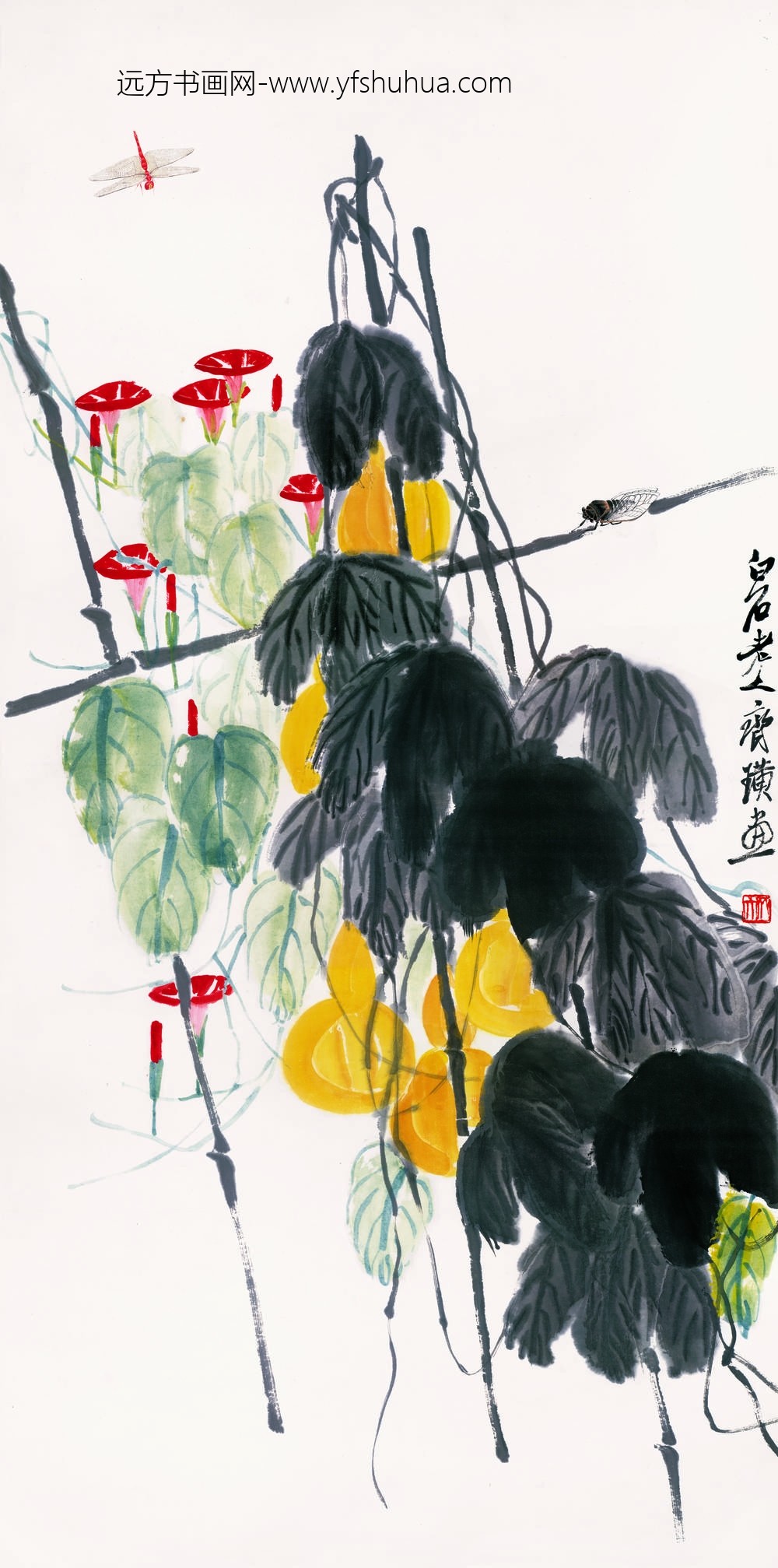 齐白石_葫芦牵牛花图