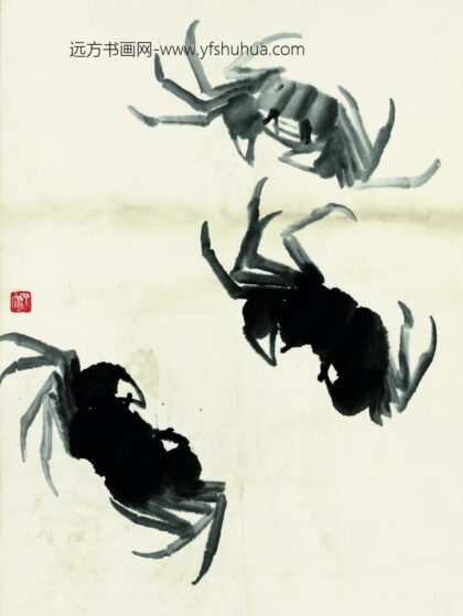 齐白石 鱼虾册页三只墨蟹 1.jpg