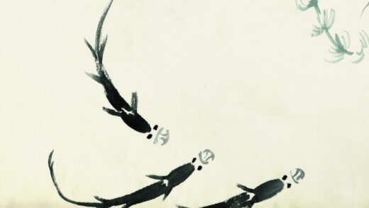 齐白石 鱼虾册页三尾墨鱼水草.jpg