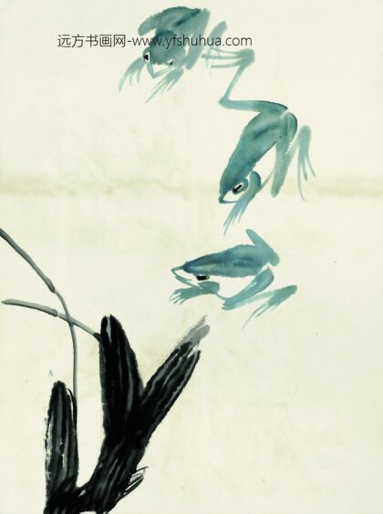齐白石 鱼虾册页三蛙菖蒲.jpg