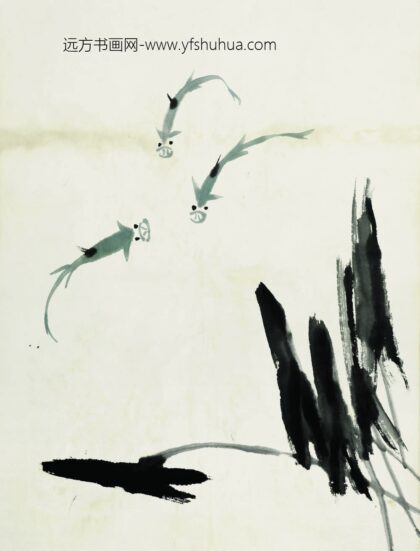 齐白石 鱼虾册页之三鱼菖蒲.jpg