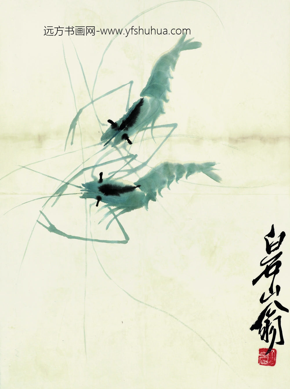 齐白石_鱼虾册页之双青虾
