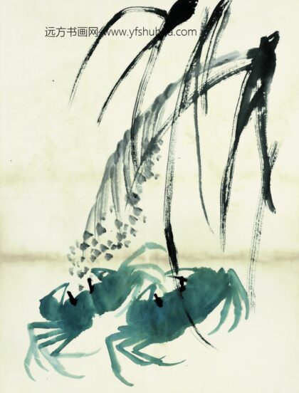 齐白石 鱼虾册页之双青蟹水草.jpg