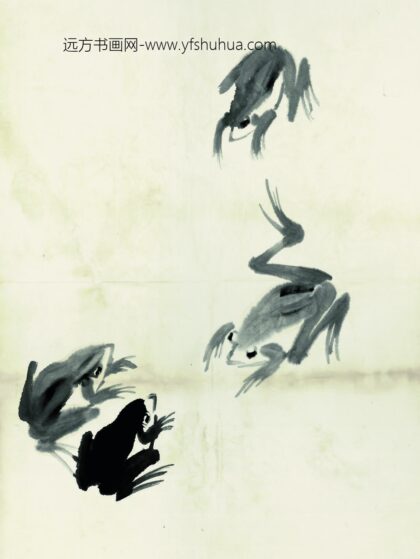 齐白石 鱼虾册页四只墨蛙.jpg