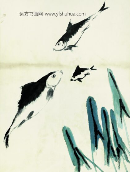 齐白石 鱼虾册页菖蒲大小鳊鱼.jpg