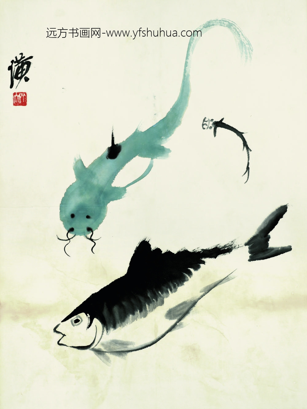 齐白石_鱼虾册页鳊鱼青鲶细鱼