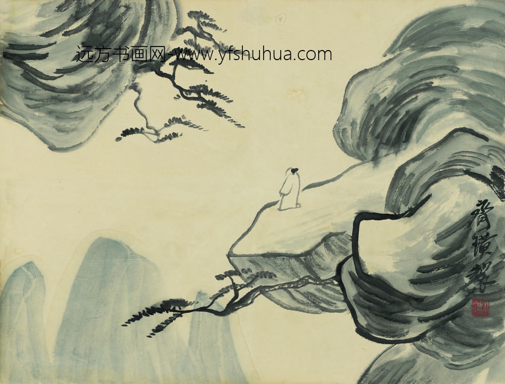 齐白石借山图册（开） ()