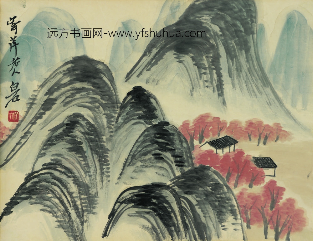 齐白石借山图册（开） ()