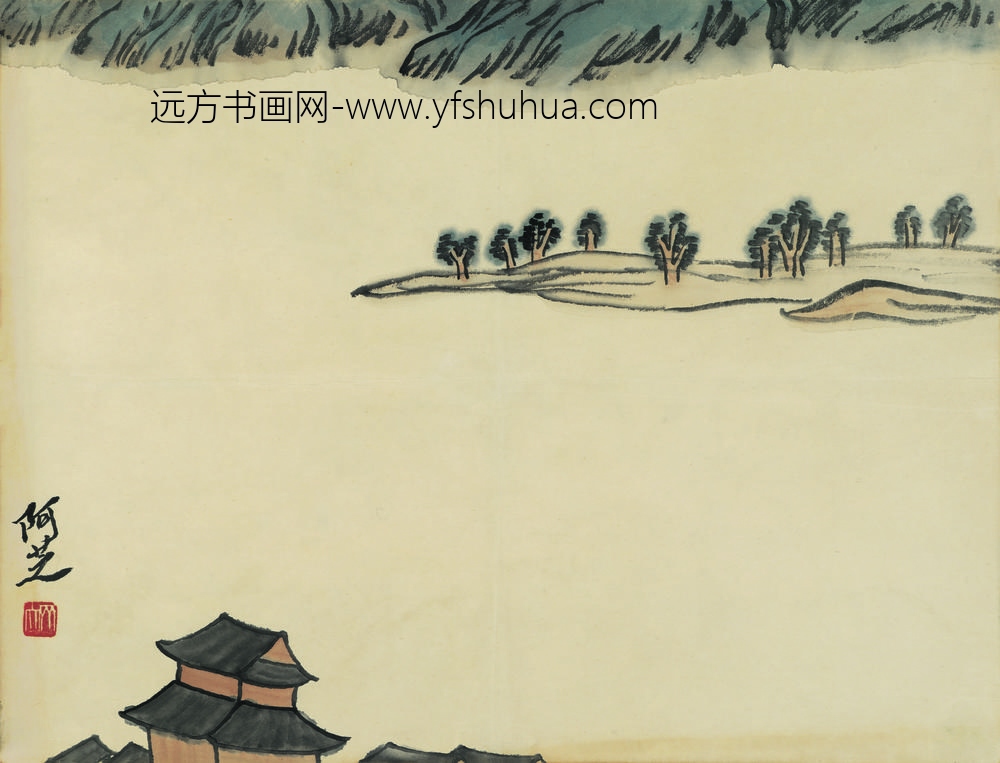 齐白石借山图册（开） ()