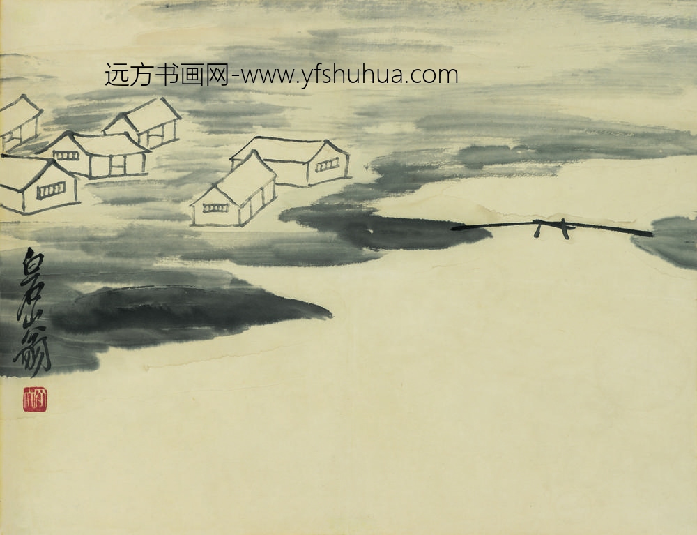 齐白石借山图册（开） ()