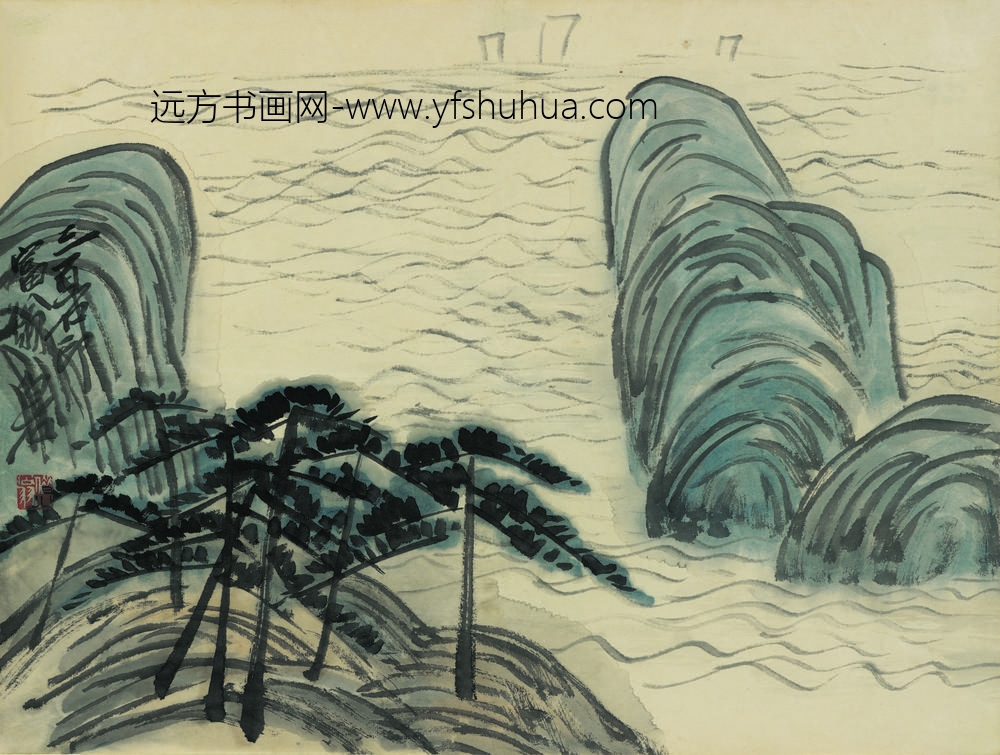 齐白石借山图册（开） ()