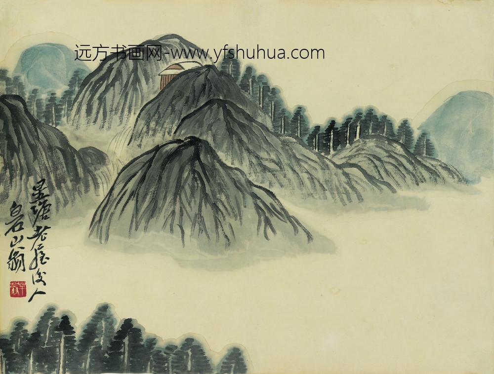 齐白石借山图册（开） ()