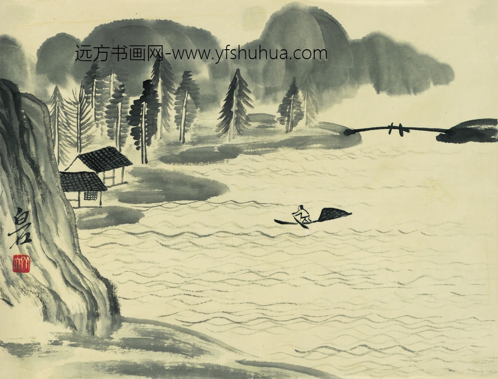 齐白石借山图册（开） ()