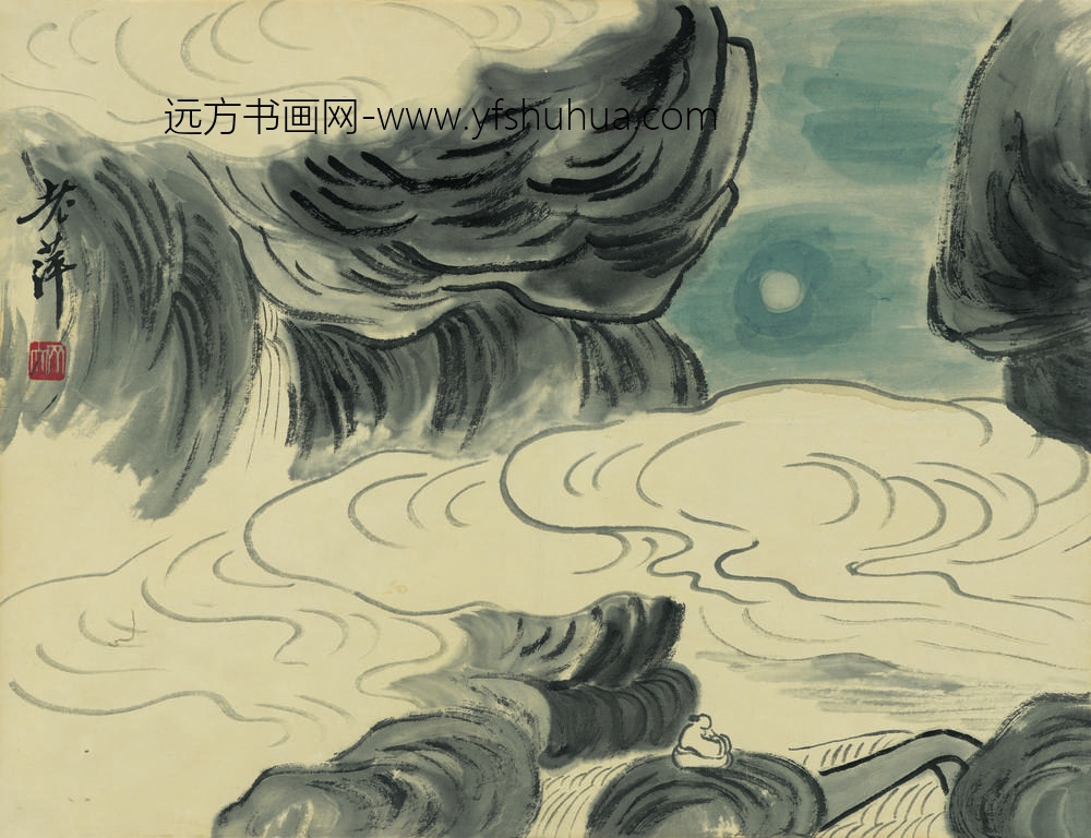 齐白石借山图册（开） ()