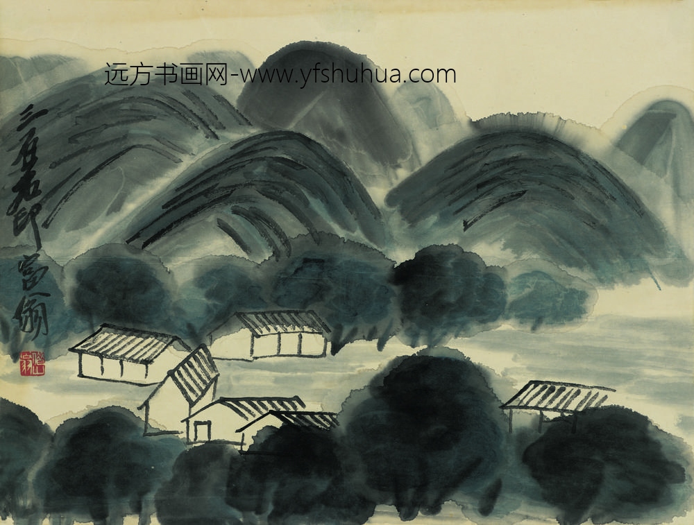 齐白石借山图册（开） ()