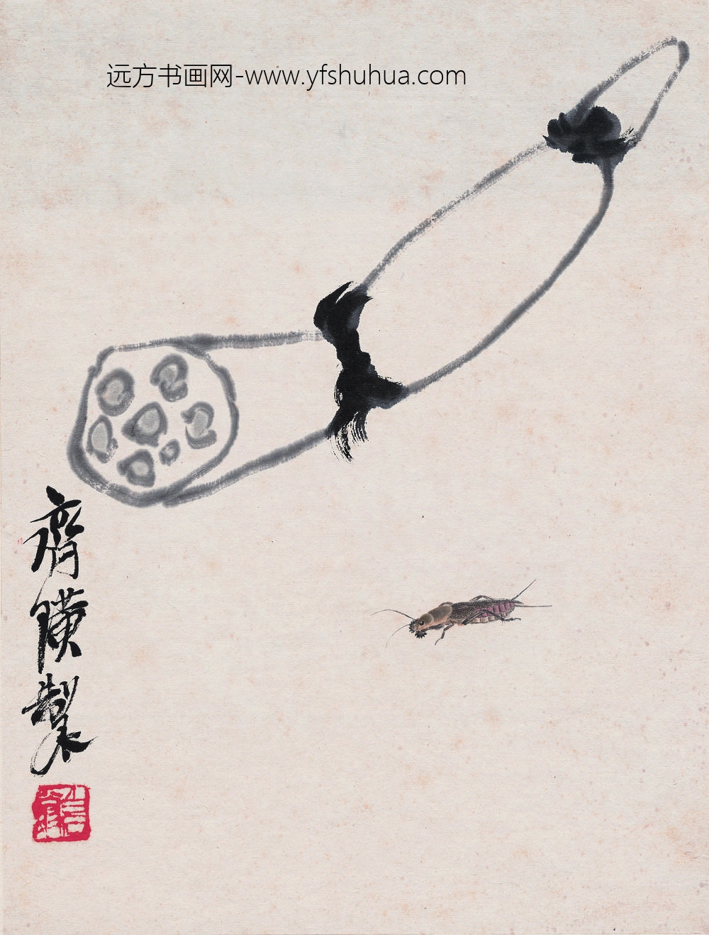 齐白石工虫八开 藕与蝼蛄
