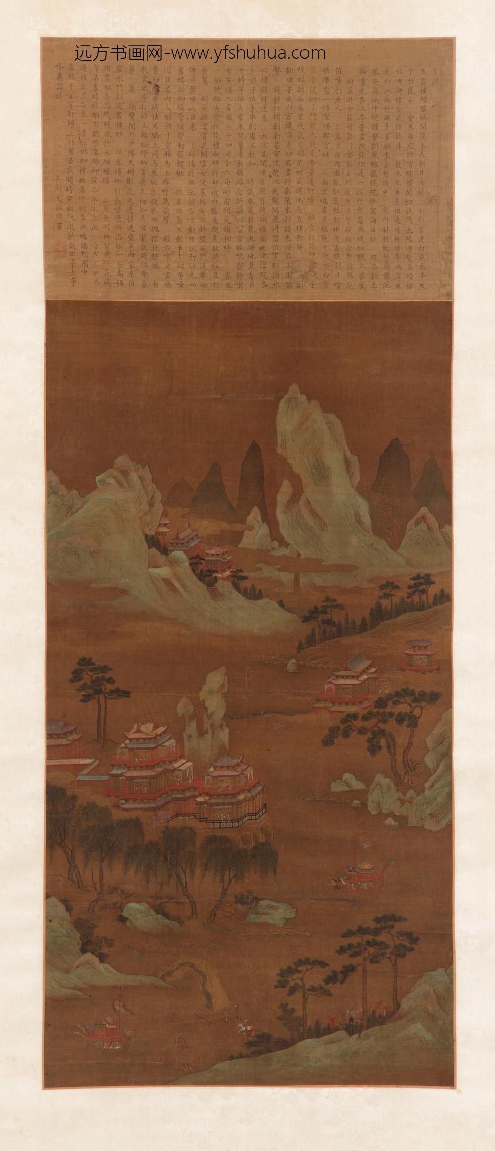 仇英_湖岸宫阙图