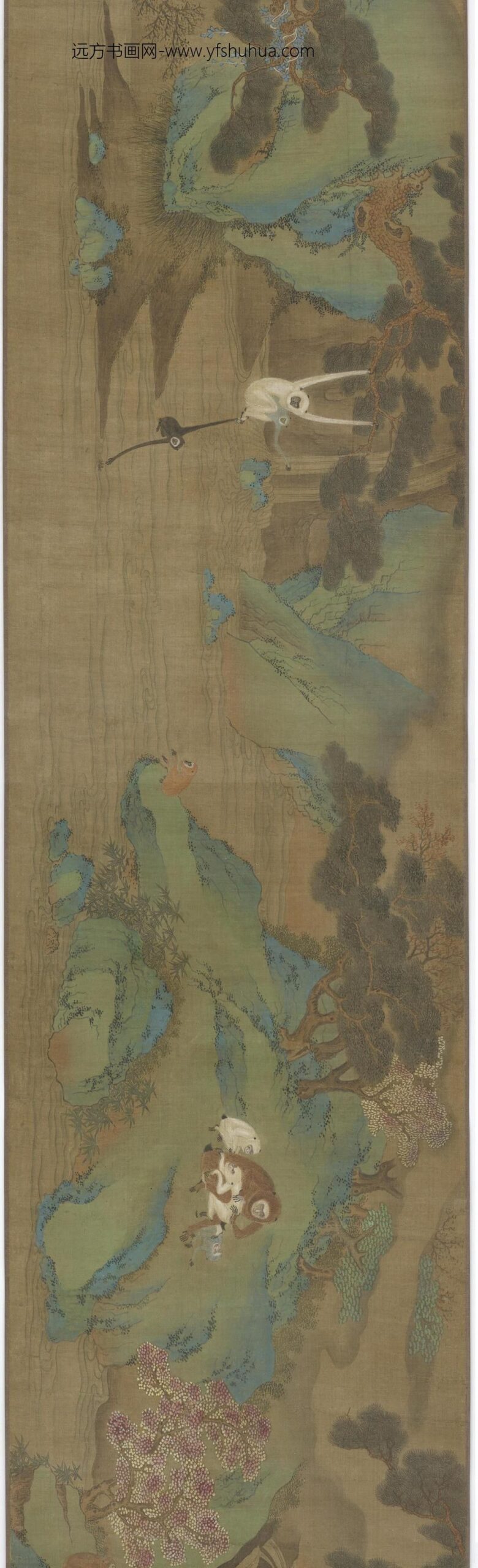 仇英_猿鹤山水图_