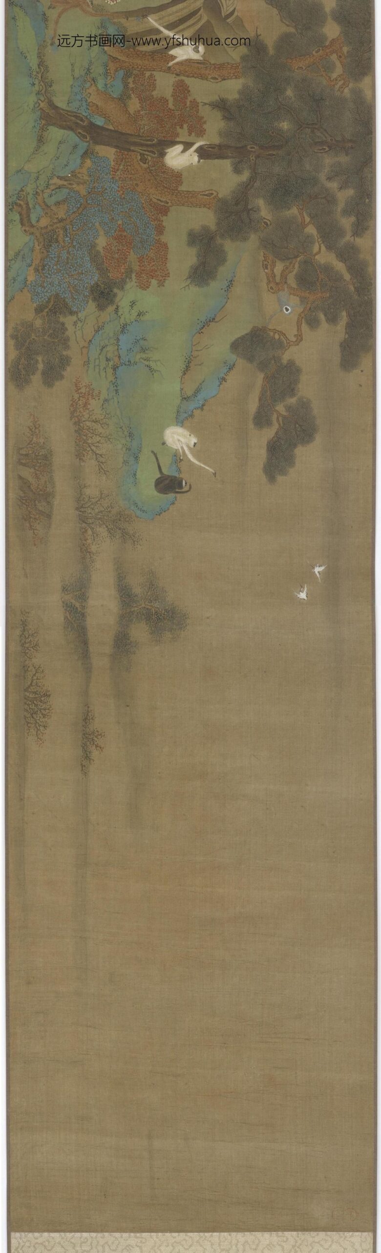 仇英_猿鹤山水图_