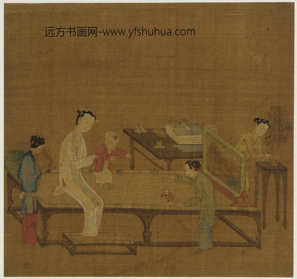 佚名_清母子与三婢女图册页
