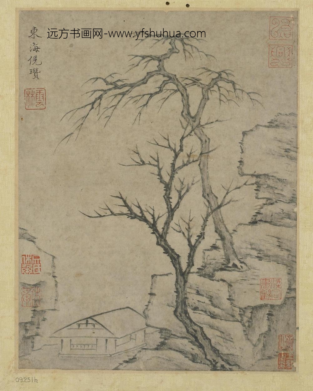 倪瓒_寒林茅屋图