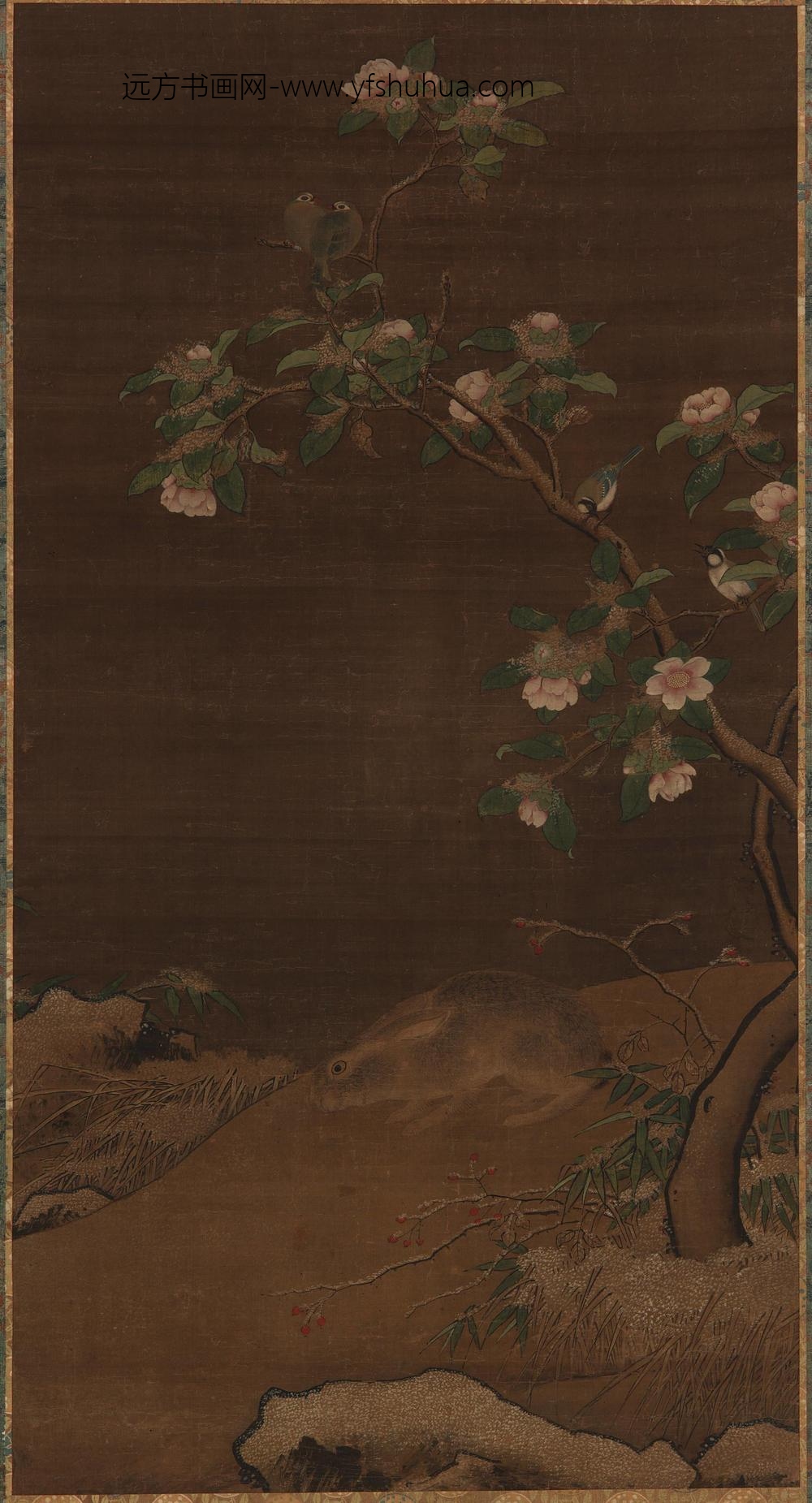 兔禽山茶图