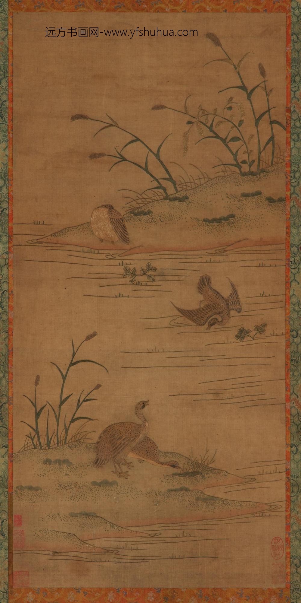刺绣汀洲雁草图