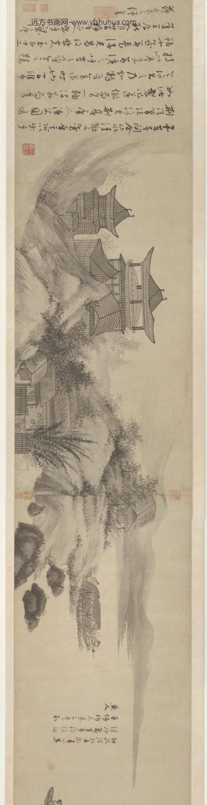 吴镇_仿荆浩渔父图卷_