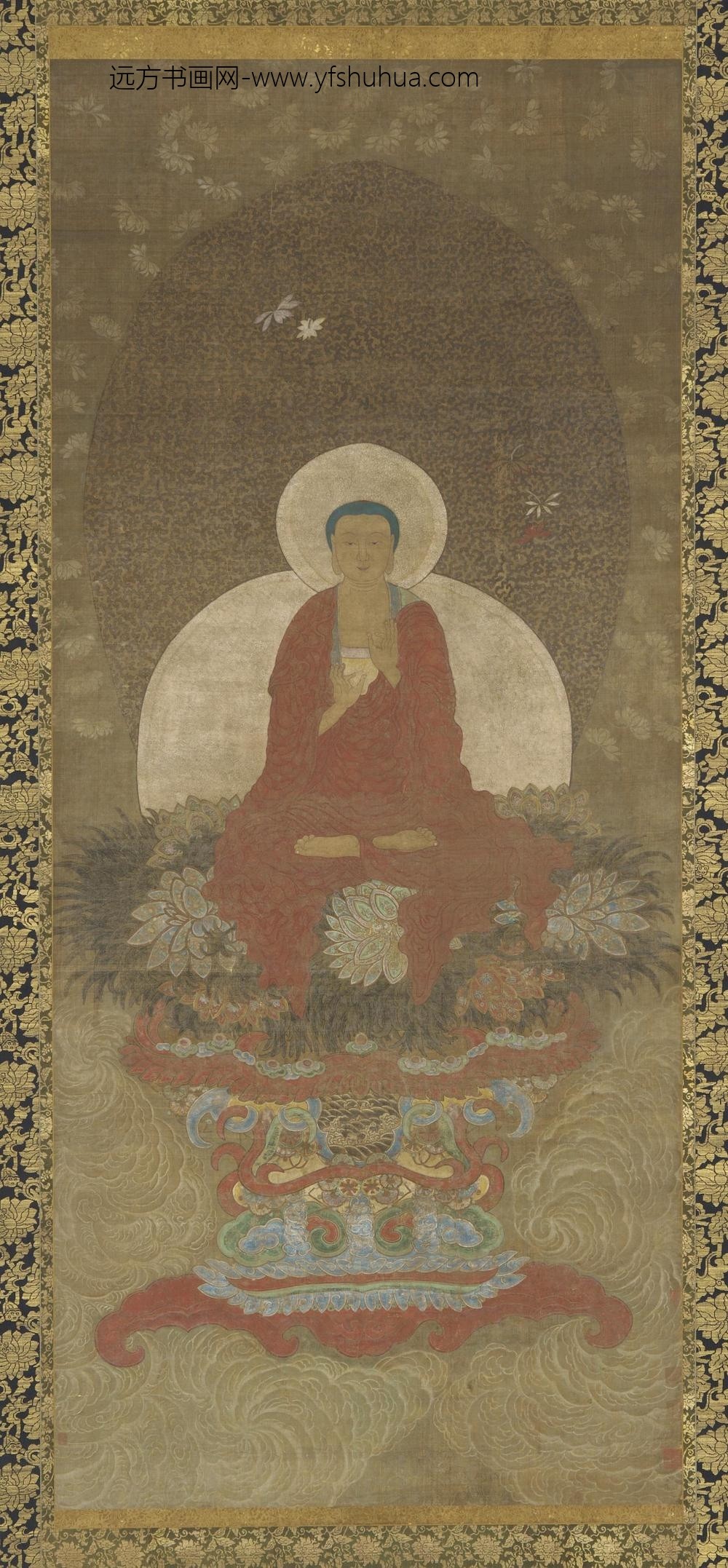 坐于拘尸草座之佛图